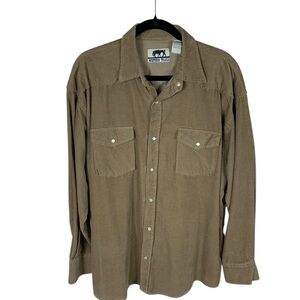 Men's Western Trails Light Brown Cotton Corduroy Long Sleeve Snap Front Shirt XL